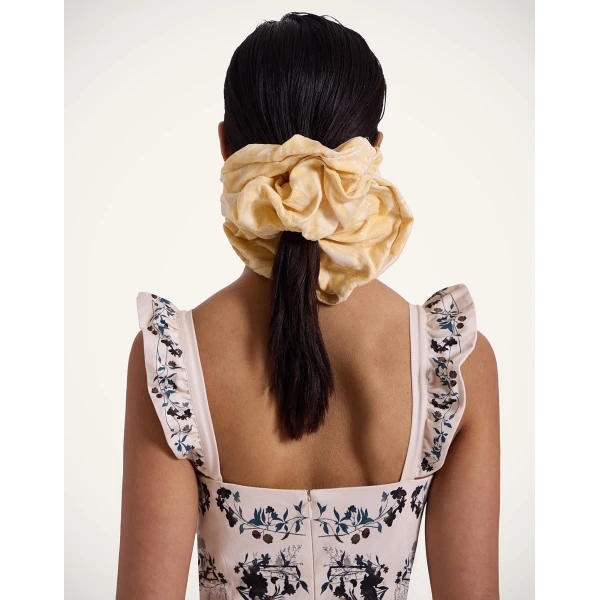 La DoubleJ Giga Scrunchie in Iris Yellow at Luxury Shoes 