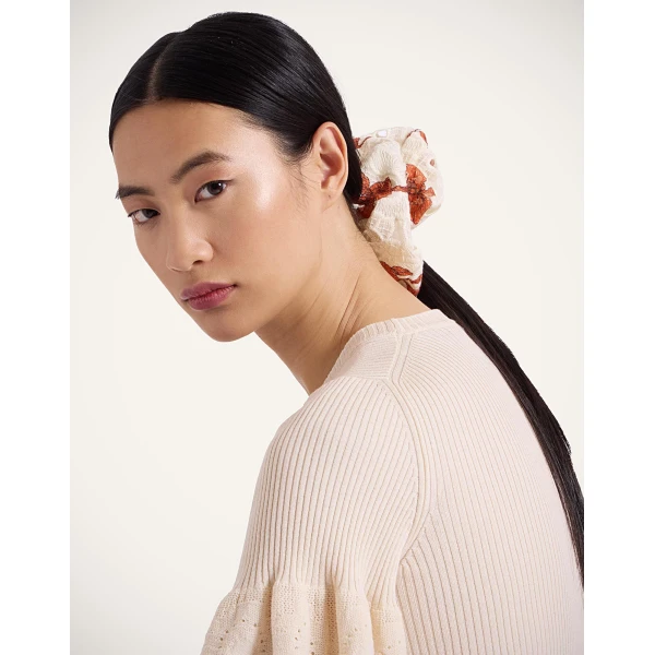 La DoubleJ Giga Scrunchie in Mini Iris Dark Orange at Luxury Shoes 