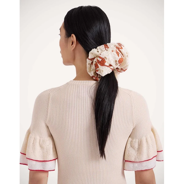 La DoubleJ Giga Scrunchie in Mini Iris Dark Orange at Luxury Shoes 