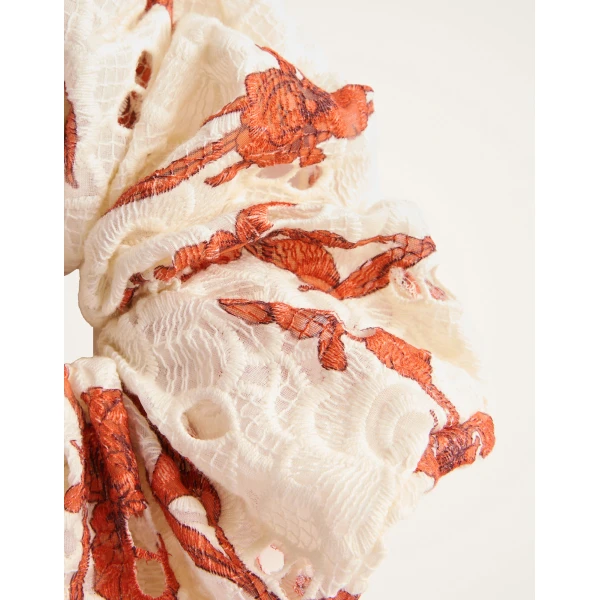 La DoubleJ Giga Scrunchie in Mini Iris Dark Orange at Luxury Shoes 