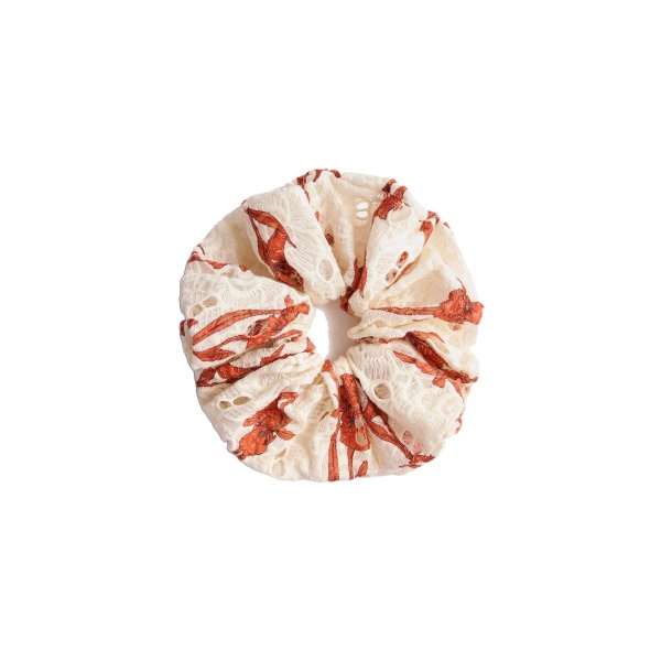 La DoubleJ Giga Scrunchie in Mini Iris Dark Orange at Luxury Shoes 