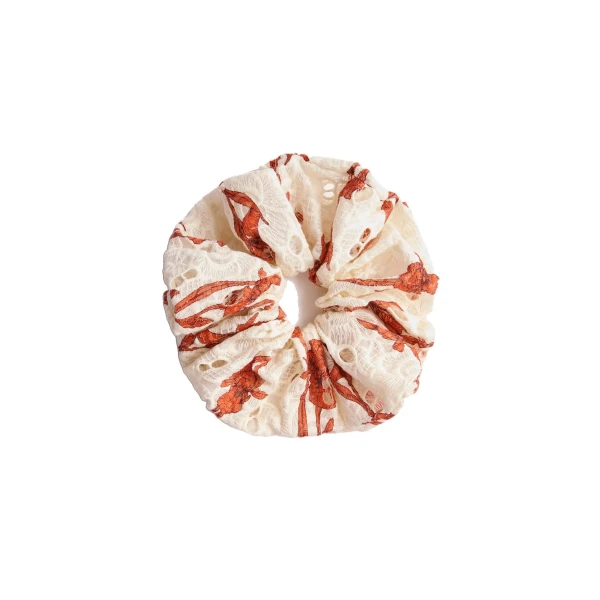 La DoubleJ Giga Scrunchie in Mini Iris Dark Orange at Luxury Shoes 