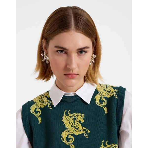 La DoubleJ Gryphos Gilet in Black & Lime Knit, view 4
