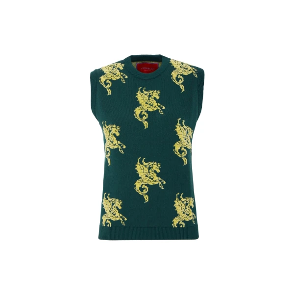 La DoubleJ Gryphos Gilet in Black & Lime Knit