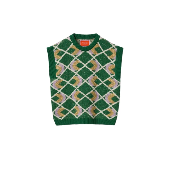 La DoubleJ Half-Light Gilet in Multicolor Green Knit