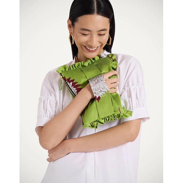 La DoubleJ Hand Pochette in Derby Lime at Luxury Shoes 