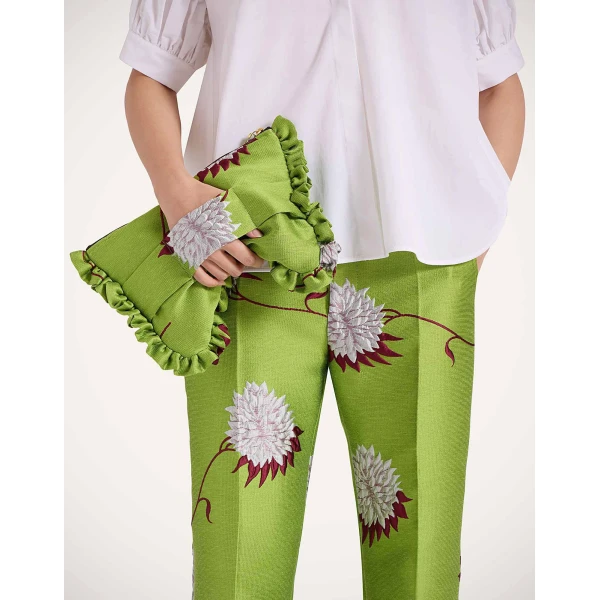 La DoubleJ Hand Pochette in Derby Lime at Luxury Shoes 