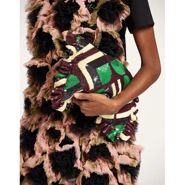 La DoubleJ Hand Pochette in Domino Military Green at Luxury Shoes 