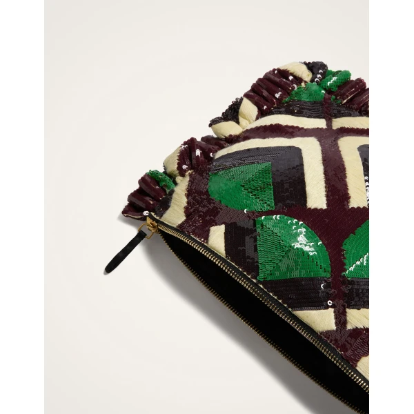 La DoubleJ Hand Pochette in Domino Military Green at Luxury Shoes 