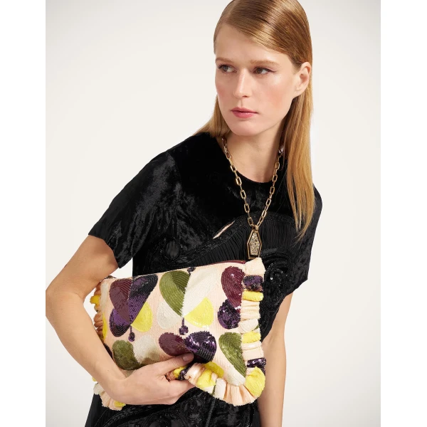 La DoubleJ Hand Pochette in Farfalla Ivory at Luxury Shoes 