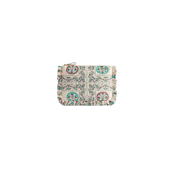 La DoubleJ Hand Pochette in Florette Tiles Ecru at Luxury Shoes 