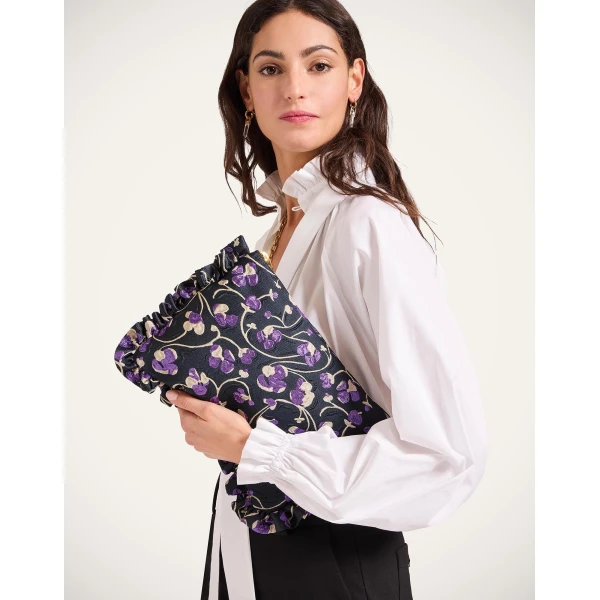 La DoubleJ Hand Pochette in Honeysuckle Black at Luxury Shoes 