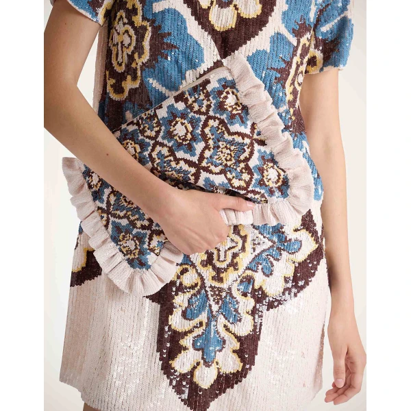 La DoubleJ Hand Pochette in Palazzo Chocolate at Luxury Shoes 