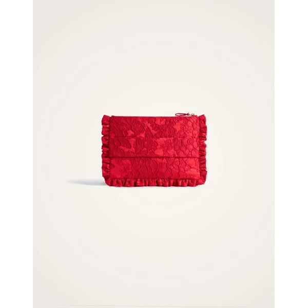La DoubleJ Hand Pochette in Peony Red at Luxury Shoes 