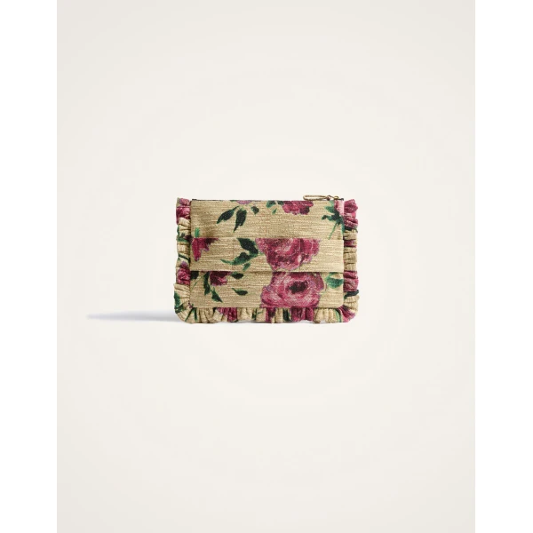La DoubleJ Hand Pochette in Roses Light Beige at Luxury Shoes 