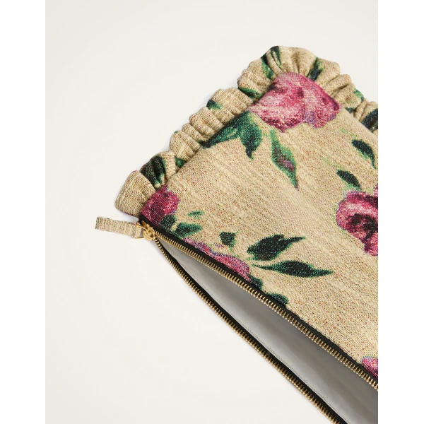 La DoubleJ Hand Pochette in Roses Light Beige at Luxury Shoes 
