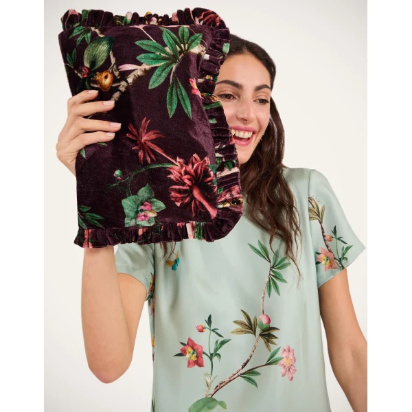 La DoubleJ Hand Pochette in Zooflora Burgundy at Luxury Shoes 