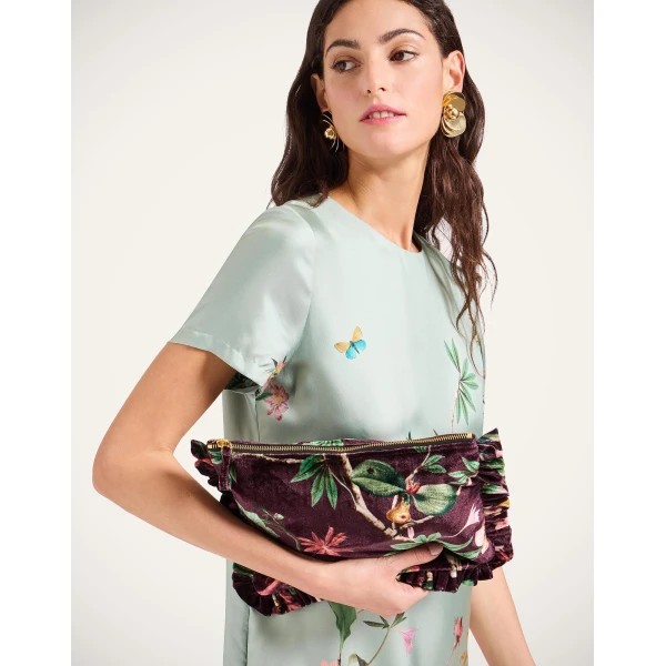 La DoubleJ Hand Pochette in Zooflora Burgundy at Luxury Shoes 