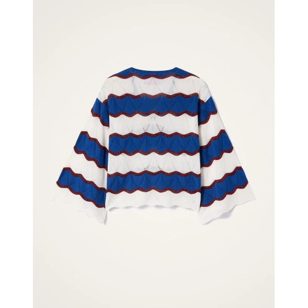 La DoubleJ Hang Ten Top in Color Block Ivory & Blue, view 5