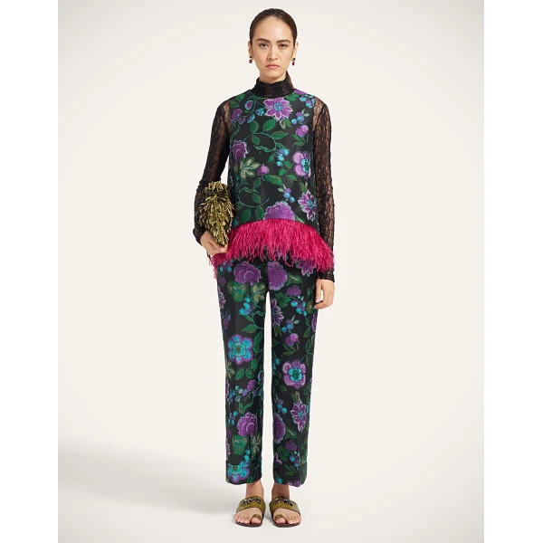 La DoubleJ Hendrix Pants in Botanical Black at Luxury Shoes 