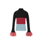 La DoubleJ High Kick Top in Color Block Black & Burgundy