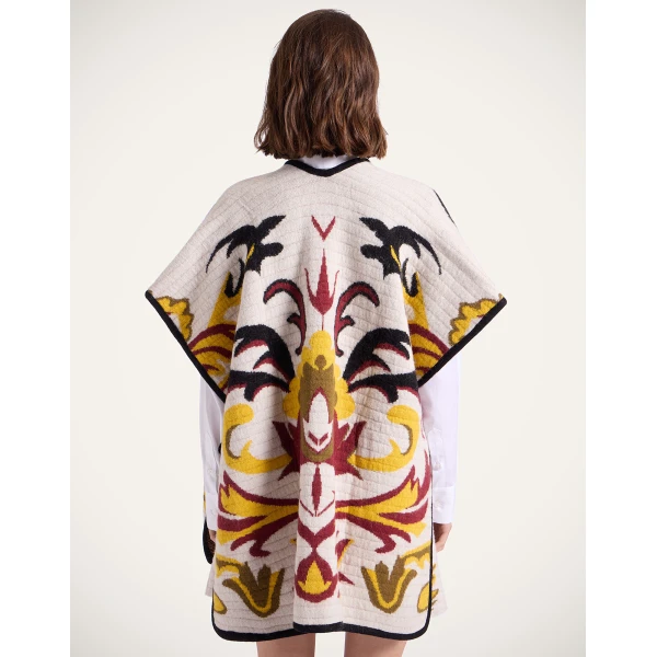 La DoubleJ In My Power Knit Scarf Cape in Multicolor Ivory & Red at Luxury Shoes 