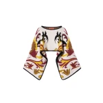 La DoubleJ In My Power Knit Stole in Multicolor Ivory & Red at Luxury Shoes 