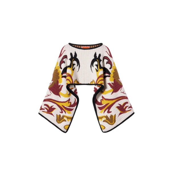 In My Power Knit Stole in Multicolor Ivory & Red