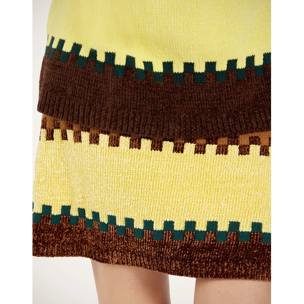 La DoubleJ In My Power Mini Skirt in Color Block Camel and Light Yellow at Luxury Shoes 