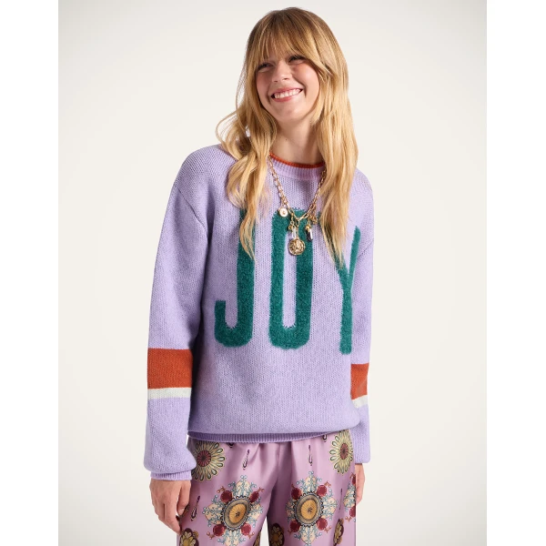 La DoubleJ Joy Sweater in Color Block Lilac & Green, view 2
