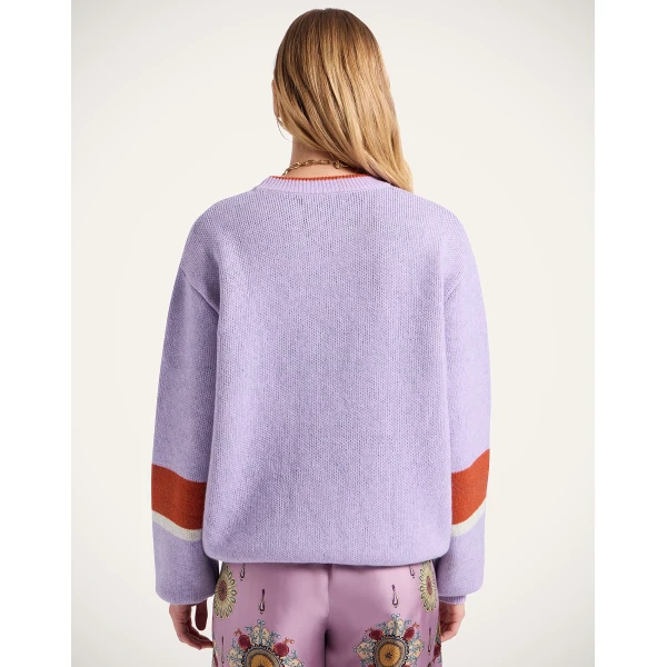 La DoubleJ Joy Sweater in Color Block Lilac & Green, view 3