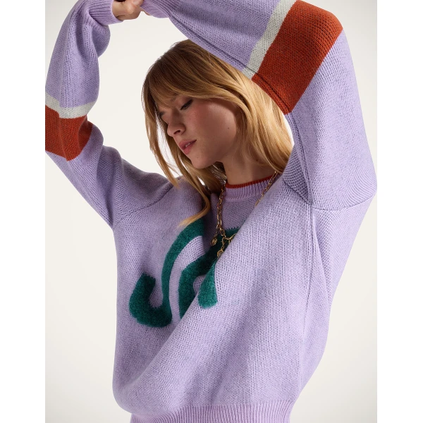La DoubleJ Joy Sweater in Color Block Lilac & Green, view 5
