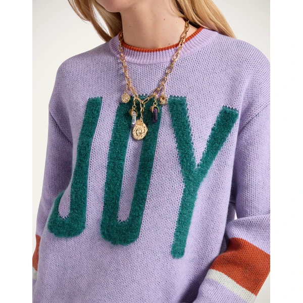 La DoubleJ Joy Sweater in Color Block Lilac & Green, view 6