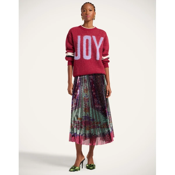 La DoubleJ Joy Sweater in Color Block Red & Lilac, view 4