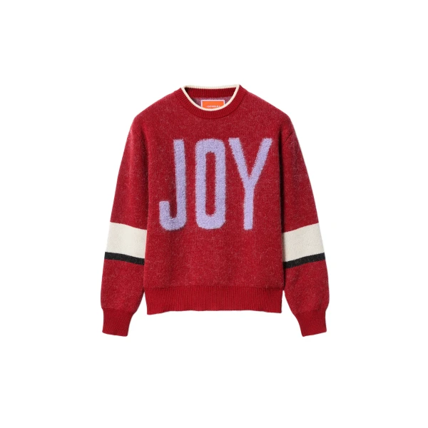 Joy Sweater in Color Block Red & Lilac