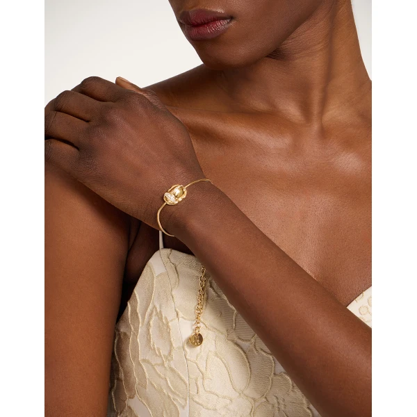 La DoubleJ Khepri Bracelet in 24K Gold Plate & Rhinestone, view 2