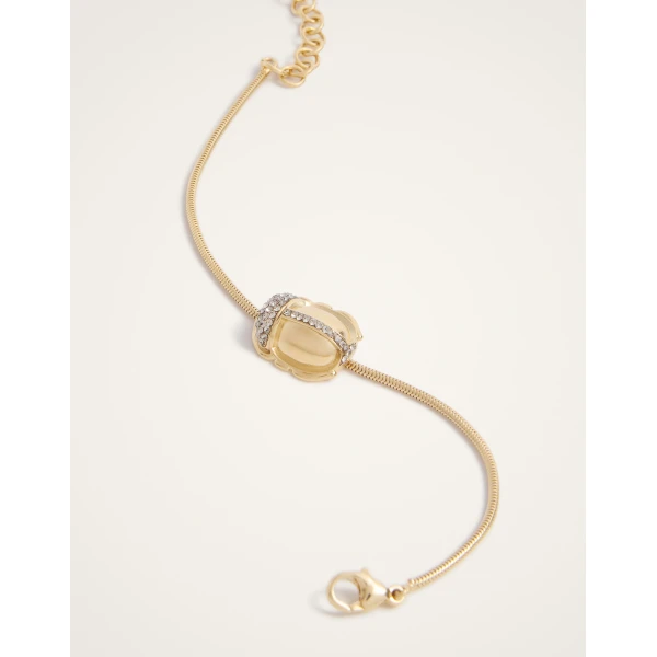 La DoubleJ Khepri Bracelet in 24K Gold Plate & Rhinestone, view 3