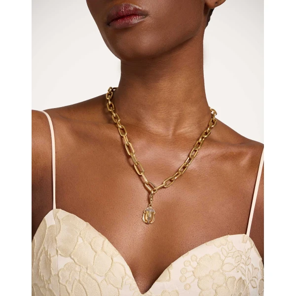 La DoubleJ Khepri Charm in 24K Gold Plate & Rhinestone, view 2