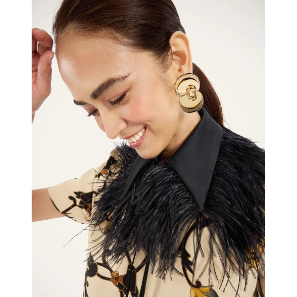La DoubleJ La Scala Collar in Black Techno Duchesse at Luxury Shoes 