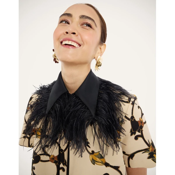 La DoubleJ La Scala Collar in Black Techno Duchesse at Luxury Shoes 