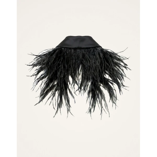 La DoubleJ La Scala Collar in Black Techno Duchesse at Luxury Shoes 