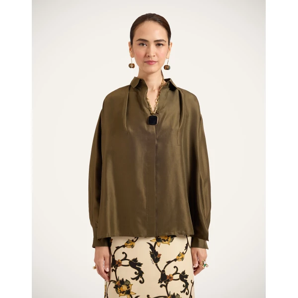 La DoubleJ La Scala Shirt in Moss Green at Luxury Shoes 