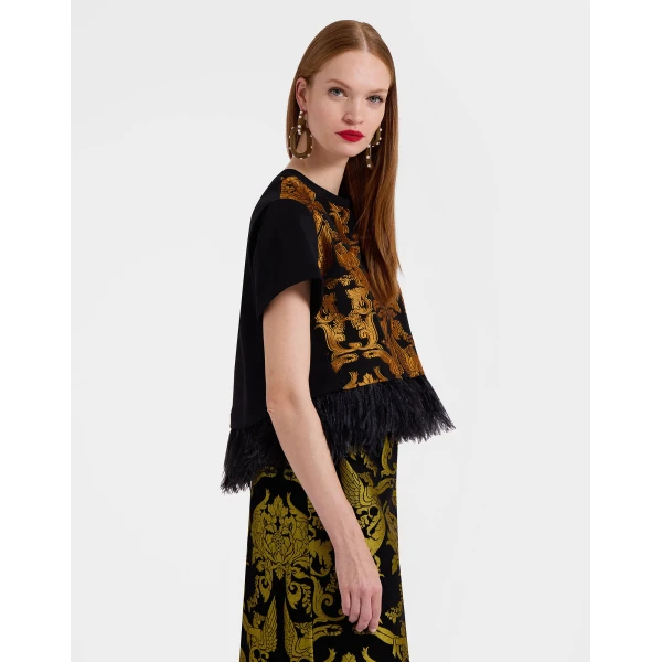 La DoubleJ La Scala Tee in Cherubs Black, view 2