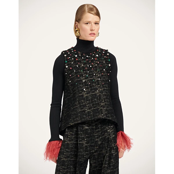 La DoubleJ La Scala Top in Bicolor Black at Luxury Shoes 