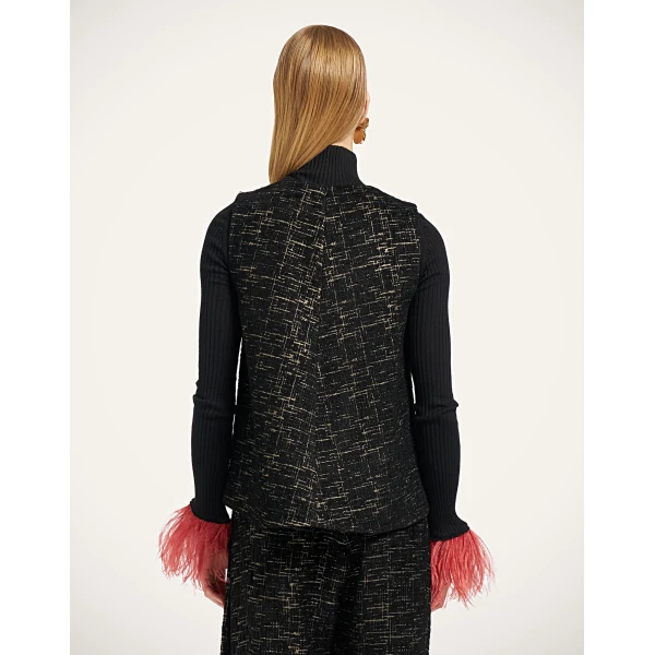 La DoubleJ La Scala Top in Bicolor Black at Luxury Shoes 