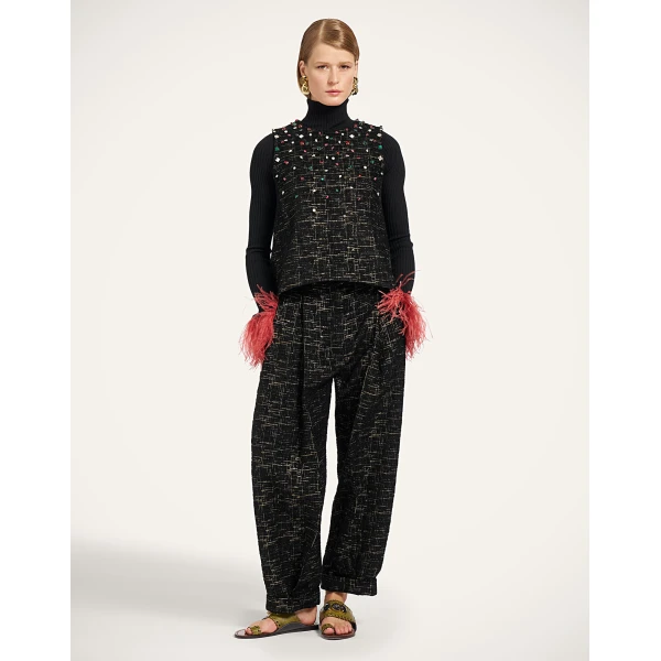 La DoubleJ La Scala Top in Bicolor Black at Luxury Shoes 