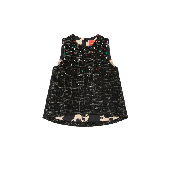 La Scala Top in Bicolor Black