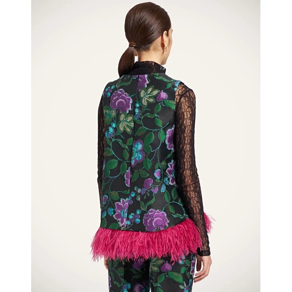 La DoubleJ La Scala Top in Botanical Black at Luxury Shoes 