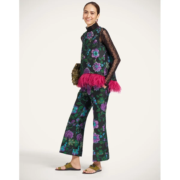 La DoubleJ La Scala Top in Botanical Black at Luxury Shoes 