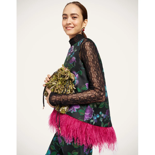 La DoubleJ La Scala Top in Botanical Black at Luxury Shoes 